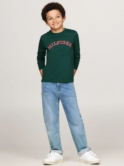 T-Shirty I Koszulki Polo*Tommy Hilfiger Longsleeve Z Logo Hilfiger Monotype ORNAMENTAL GREEN