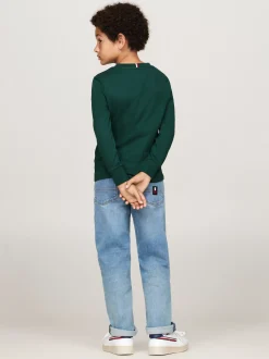 T-Shirty I Koszulki Polo*Tommy Hilfiger Longsleeve Z Logo Hilfiger Monotype ORNAMENTAL GREEN