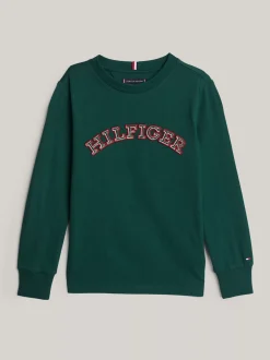 T-Shirty I Koszulki Polo*Tommy Hilfiger Longsleeve Z Logo Hilfiger Monotype ORNAMENTAL GREEN