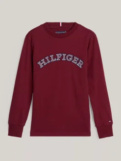 T-Shirty I Koszulki Polo*Tommy Hilfiger Longsleeve Z Logo Hilfiger Monotype DEEP ROUGE