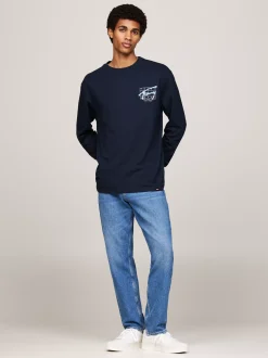 T-Shirty*Tommy Hilfiger Longsleeve Z Logo W Stylu Graffiti DARK NIGHT NAVY