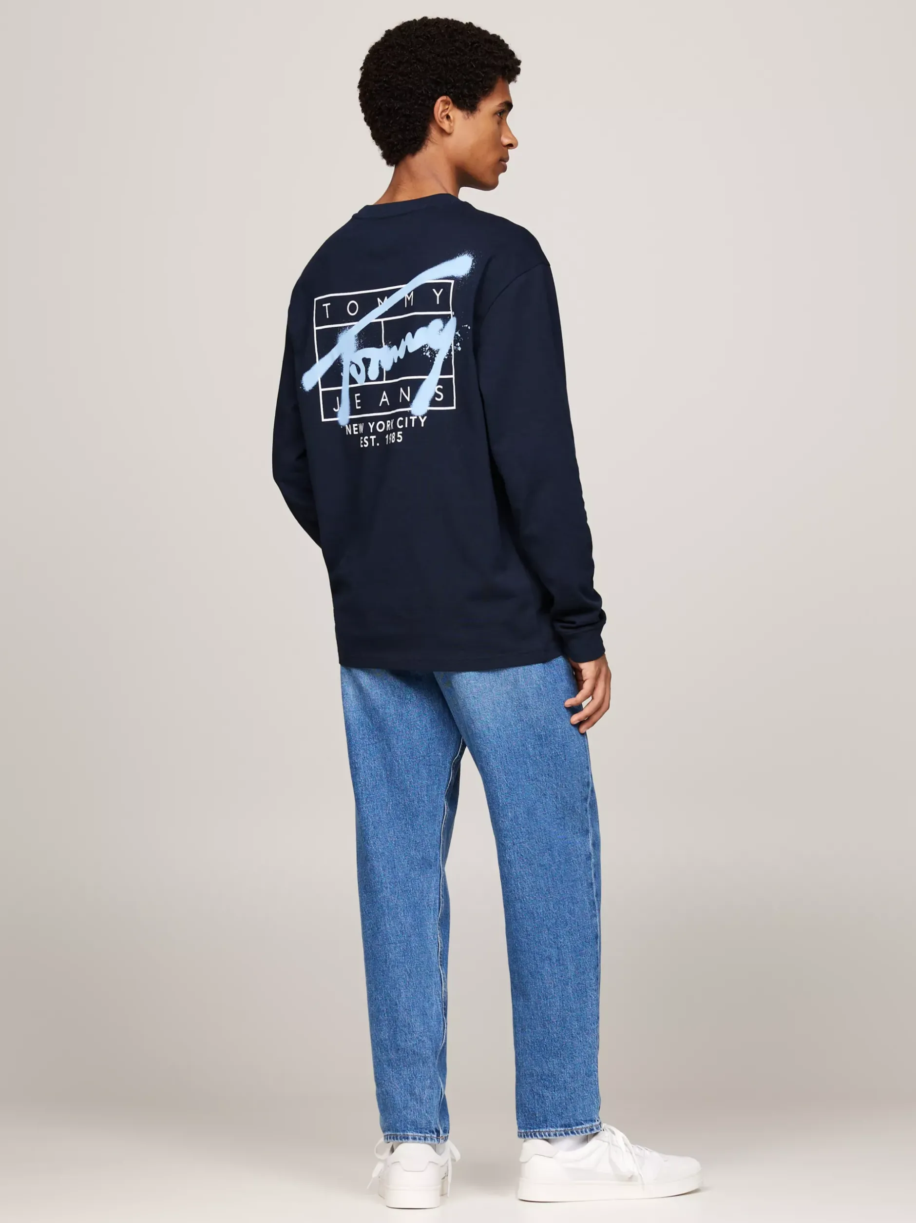 T-Shirty*Tommy Hilfiger Longsleeve Z Logo W Stylu Graffiti DARK NIGHT NAVY