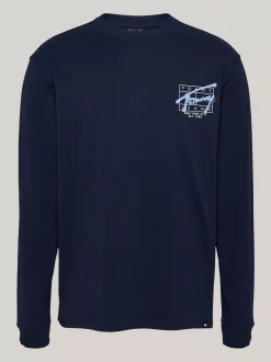 T-Shirty*Tommy Hilfiger Longsleeve Z Logo W Stylu Graffiti DARK NIGHT NAVY