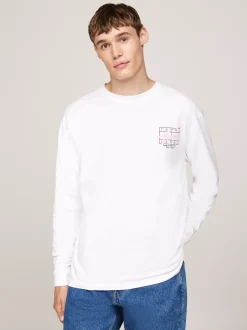 T-Shirty*Tommy Hilfiger Longsleeve Z Logo W Stylu Graffiti WHITE