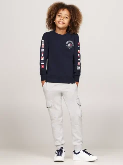 T-Shirty I Koszulki Polo*Tommy Hilfiger Longsleeve Z Logo Z Flagą DESERT SKY