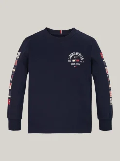T-Shirty I Koszulki Polo*Tommy Hilfiger Longsleeve Z Logo Z Flagą DESERT SKY