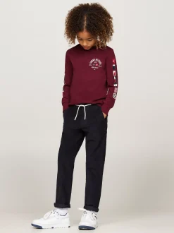 T-Shirty I Koszulki Polo*Tommy Hilfiger Longsleeve Z Logo Z Flagą DEEP ROUGE