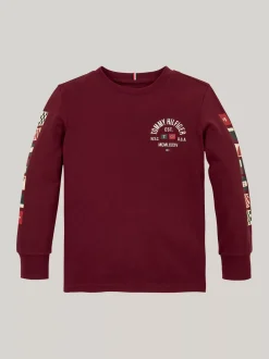 T-Shirty I Koszulki Polo*Tommy Hilfiger Longsleeve Z Logo Z Flagą DEEP ROUGE