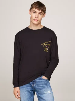 T-Shirty*Tommy Hilfiger Longsleeve Z Logo Z Podpisem BLACK
