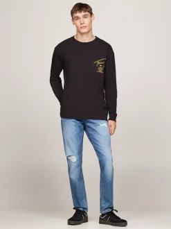 T-Shirty*Tommy Hilfiger Longsleeve Z Logo Z Podpisem BLACK