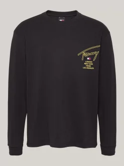 T-Shirty*Tommy Hilfiger Longsleeve Z Logo Z Podpisem BLACK