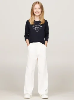 Topy I T-Shirty*Tommy Hilfiger Longsleeve Z Nadrukiem Flagi DESERT SKY