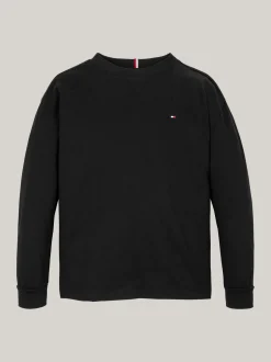 T-Shirty I Koszulki Polo*Tommy Hilfiger Longsleeve Z Okrągłym Dekoltem BLACK