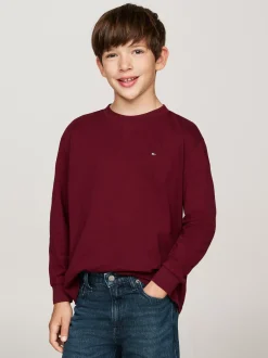 T-Shirty I Koszulki Polo*Tommy Hilfiger Longsleeve Z Okrągłym Dekoltem DEEP ROUGE
