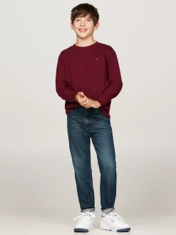 T-Shirty I Koszulki Polo*Tommy Hilfiger Longsleeve Z Okrągłym Dekoltem DEEP ROUGE