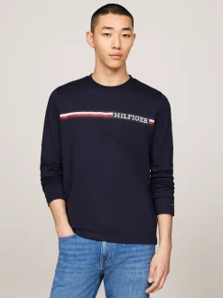 T-Shirty*Tommy Hilfiger Longsleeve Z Sygnowanym Paskiem I Logo DESERT SKY