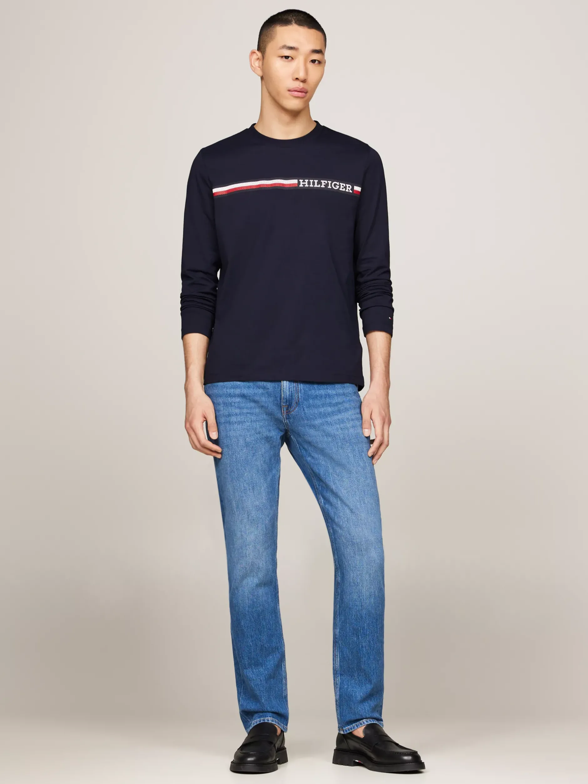 T-Shirty*Tommy Hilfiger Longsleeve Z Sygnowanym Paskiem I Logo DESERT SKY