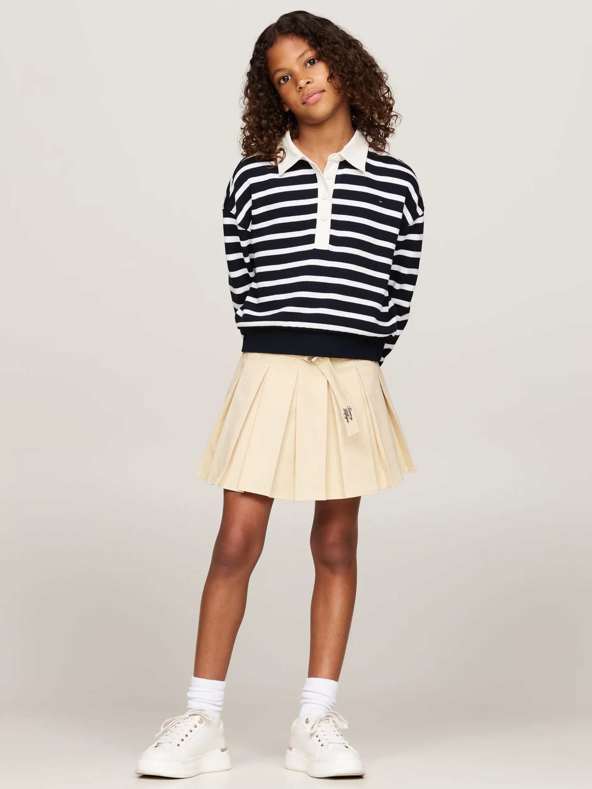 Bluzy Dresowe I Z Kapturem*Tommy Hilfiger Luźna Bluza Polo W Bretońskie Paski DESERT SKY STRIPE