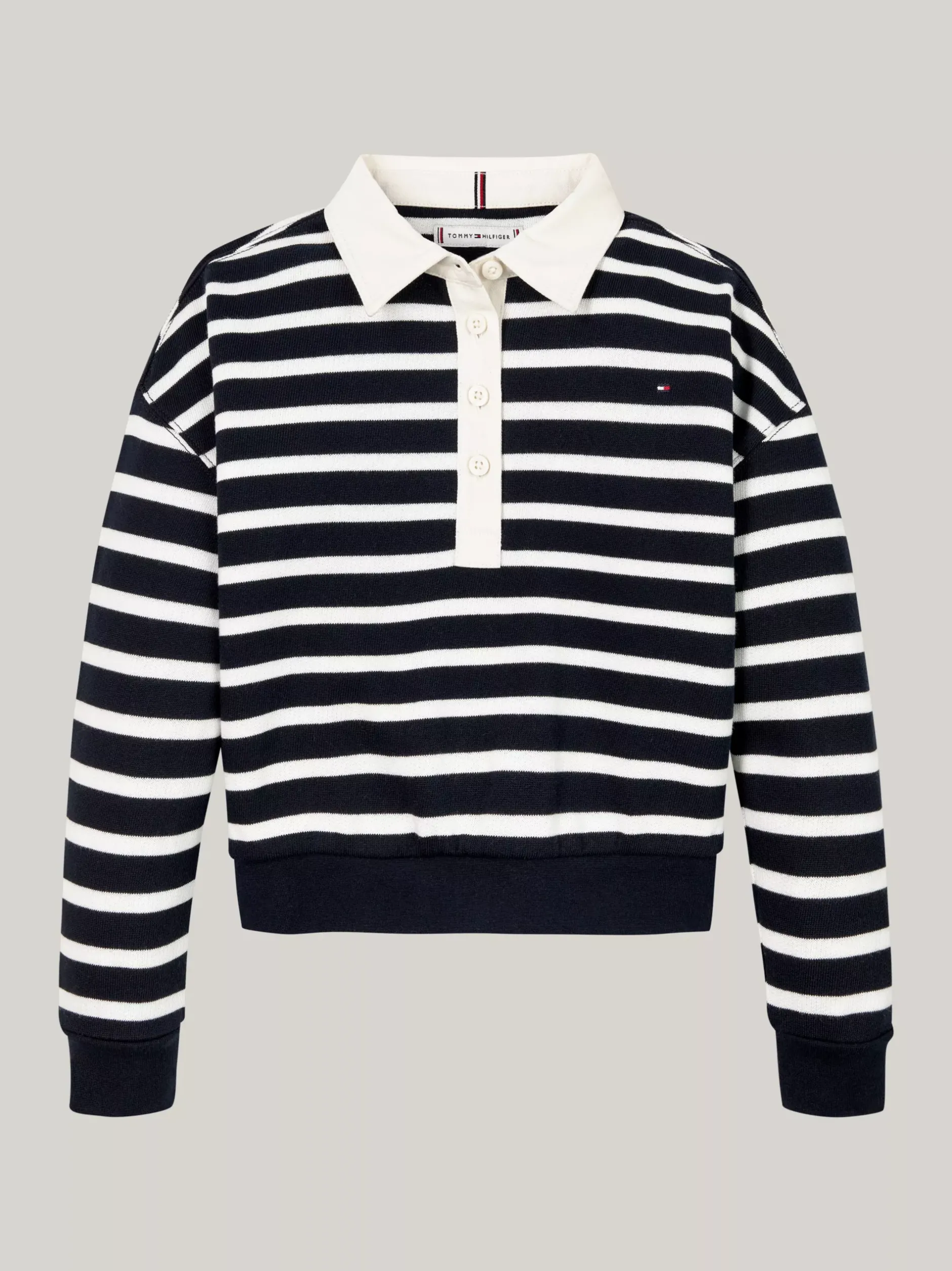 Bluzy Dresowe I Z Kapturem*Tommy Hilfiger Luźna Bluza Polo W Bretońskie Paski DESERT SKY STRIPE