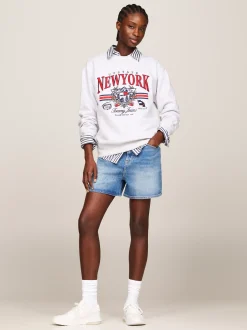 Bluzy Dresowe & Z Kapturem*Tommy Hilfiger Luźna Bluza Prep Explorer Z Logo W Stylu Vintage SILVER GREY HTR