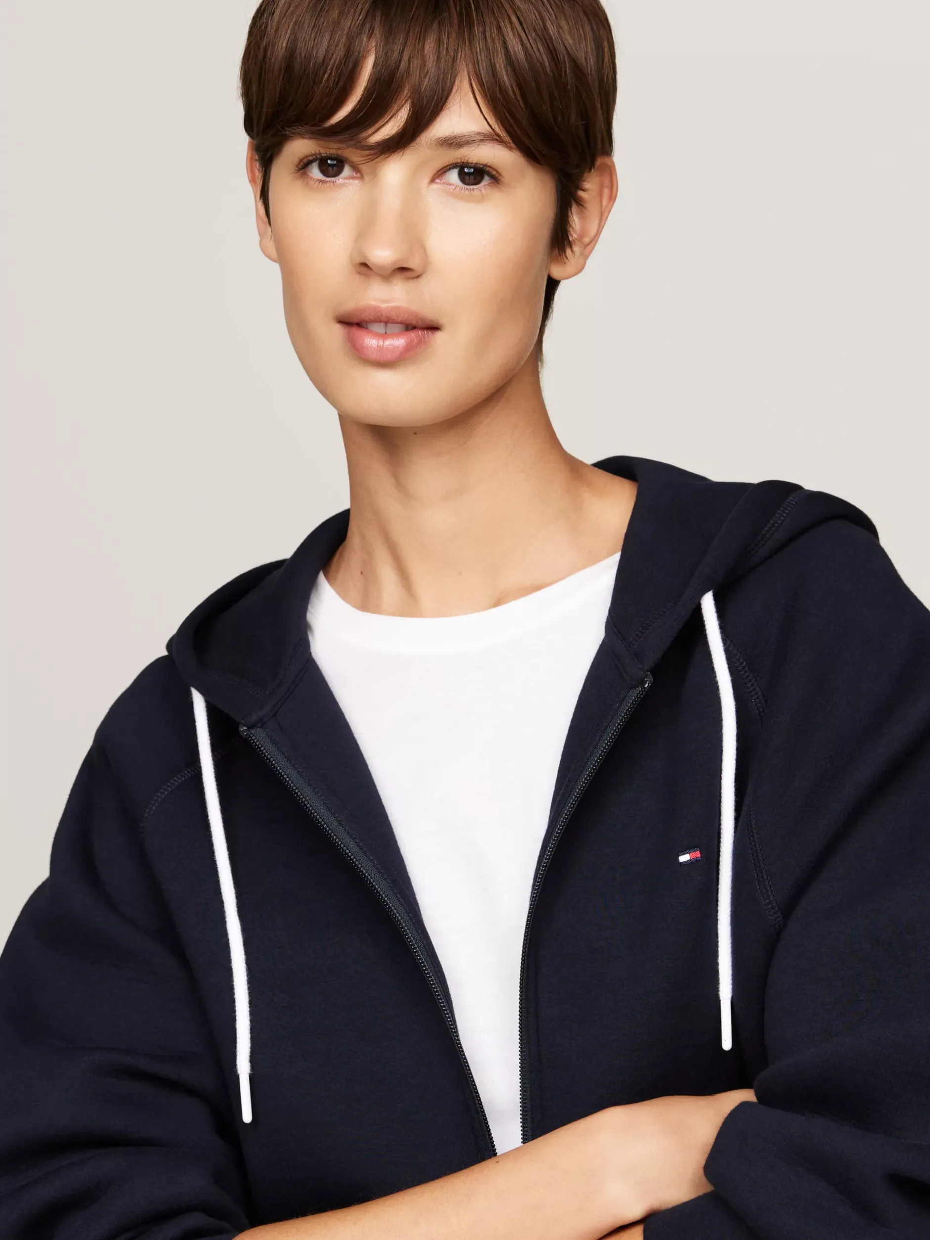 Bluzy Dresowe & Z Kapturem*Tommy Hilfiger Luźna Bluza Sportowa Z Kapturem DESERT SKY