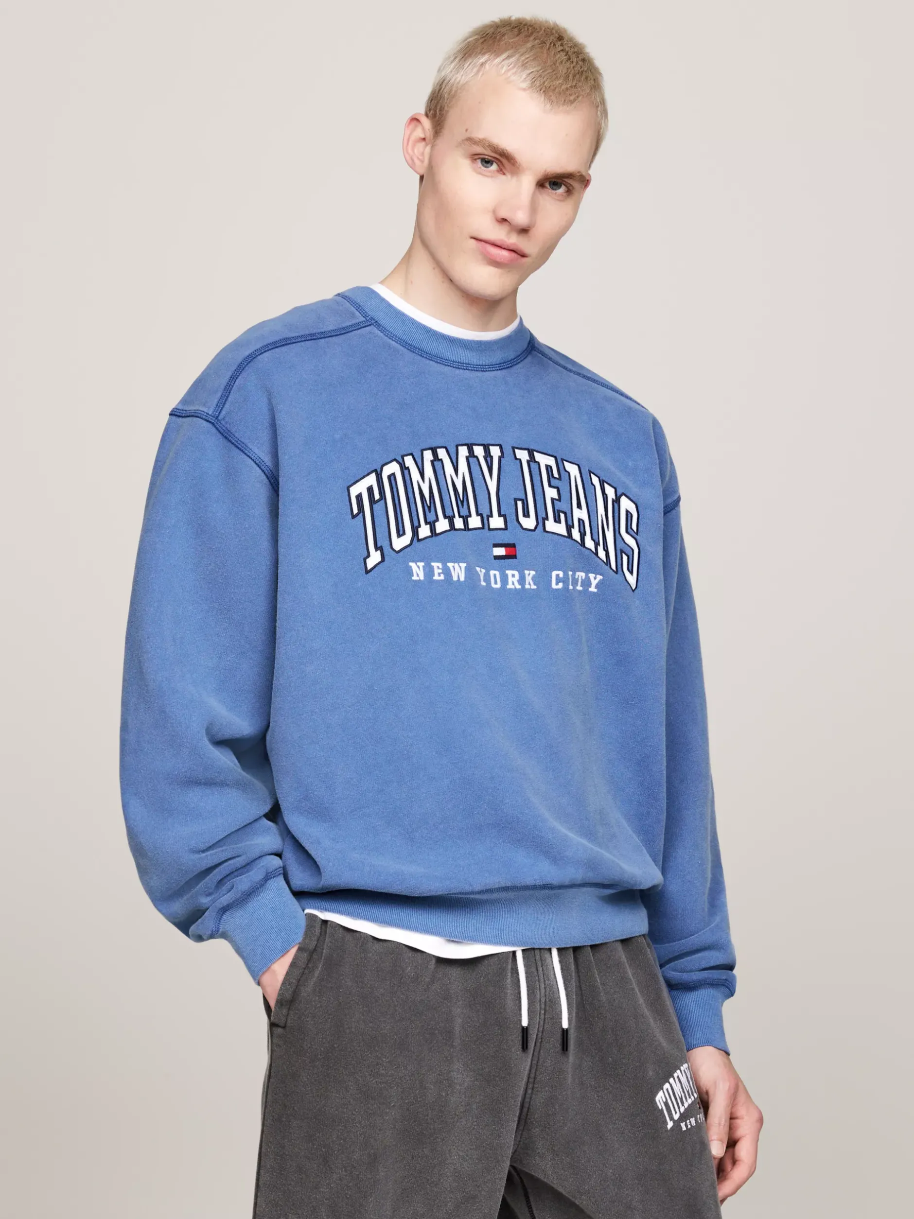Bluzy Dresowe & Z Kapturem*Tommy Hilfiger Luźna Bluza W Uczelnianym Stylu BRIGHT BLUE