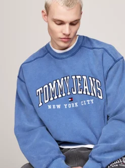 Bluzy Dresowe & Z Kapturem*Tommy Hilfiger Luźna Bluza W Uczelnianym Stylu BRIGHT BLUE