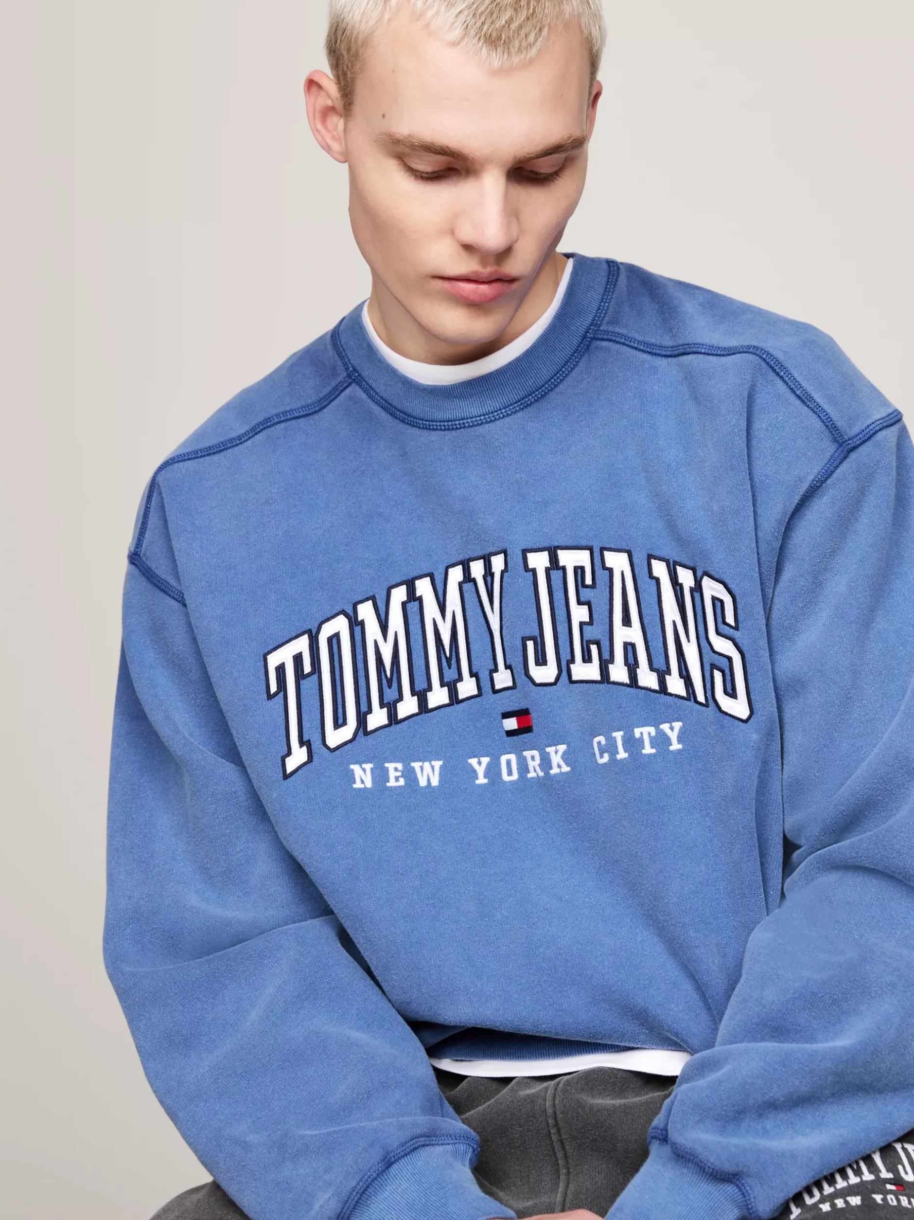 Bluzy Dresowe & Z Kapturem*Tommy Hilfiger Luźna Bluza W Uczelnianym Stylu BRIGHT BLUE