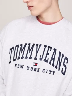 Bluzy Dresowe & Z Kapturem*Tommy Hilfiger Luźna Bluza W Uczelnianym Stylu SILVER GREY
