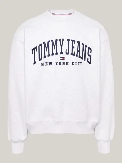 Bluzy Dresowe & Z Kapturem*Tommy Hilfiger Luźna Bluza W Uczelnianym Stylu SILVER GREY