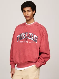 Bluzy Dresowe & Z Kapturem*Tommy Hilfiger Luźna Bluza W Uczelnianym Stylu REGATTA RED
