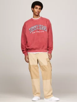 Bluzy Dresowe & Z Kapturem*Tommy Hilfiger Luźna Bluza W Uczelnianym Stylu REGATTA RED