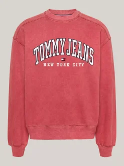 Bluzy Dresowe & Z Kapturem*Tommy Hilfiger Luźna Bluza W Uczelnianym Stylu REGATTA RED