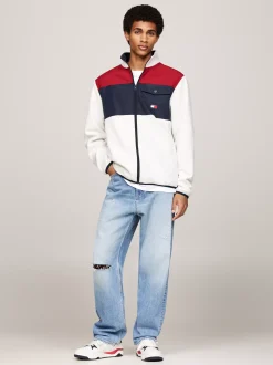 Bluzy Dresowe & Z Kapturem*Tommy Hilfiger Luźna Bluza Z Dzianiny Z Blokami Kolorów REGATTA RED / DARK NIGHT NAVY