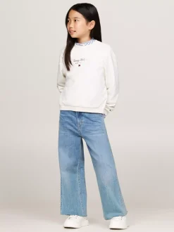 Bluzy Dresowe I Z Kapturem*Tommy Hilfiger Luźna Bluza Z Kaligrafowanym Logo ANCIENT WHITE