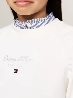 Bluzy Dresowe I Z Kapturem*Tommy Hilfiger Luźna Bluza Z Kaligrafowanym Logo ANCIENT WHITE