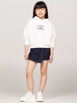 Bluzy Dresowe I Z Kapturem*Tommy Hilfiger Luźna Bluza Z Kapturem I Logo Hilfiger ANCIENT WHITE