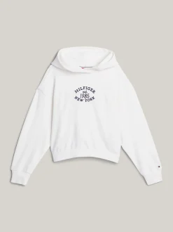 Bluzy Dresowe I Z Kapturem*Tommy Hilfiger Luźna Bluza Z Kapturem I Logo Hilfiger ANCIENT WHITE