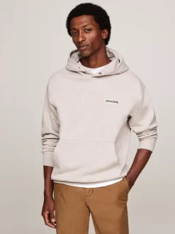 Bluzy Dresowe & Z Kapturem*Tommy Hilfiger Luźna Bluza Z Kapturem I Naszywką Z Logo HEATHERED PEBBLE