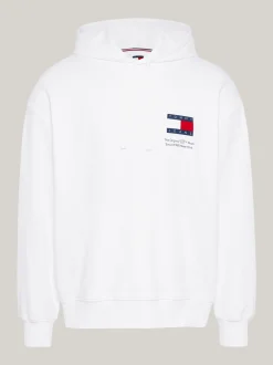Bluzy Dresowe & Z Kapturem*Tommy Hilfiger Luźna Bluza Z Kapturem Z Grafiką Z Tyłu WHITE