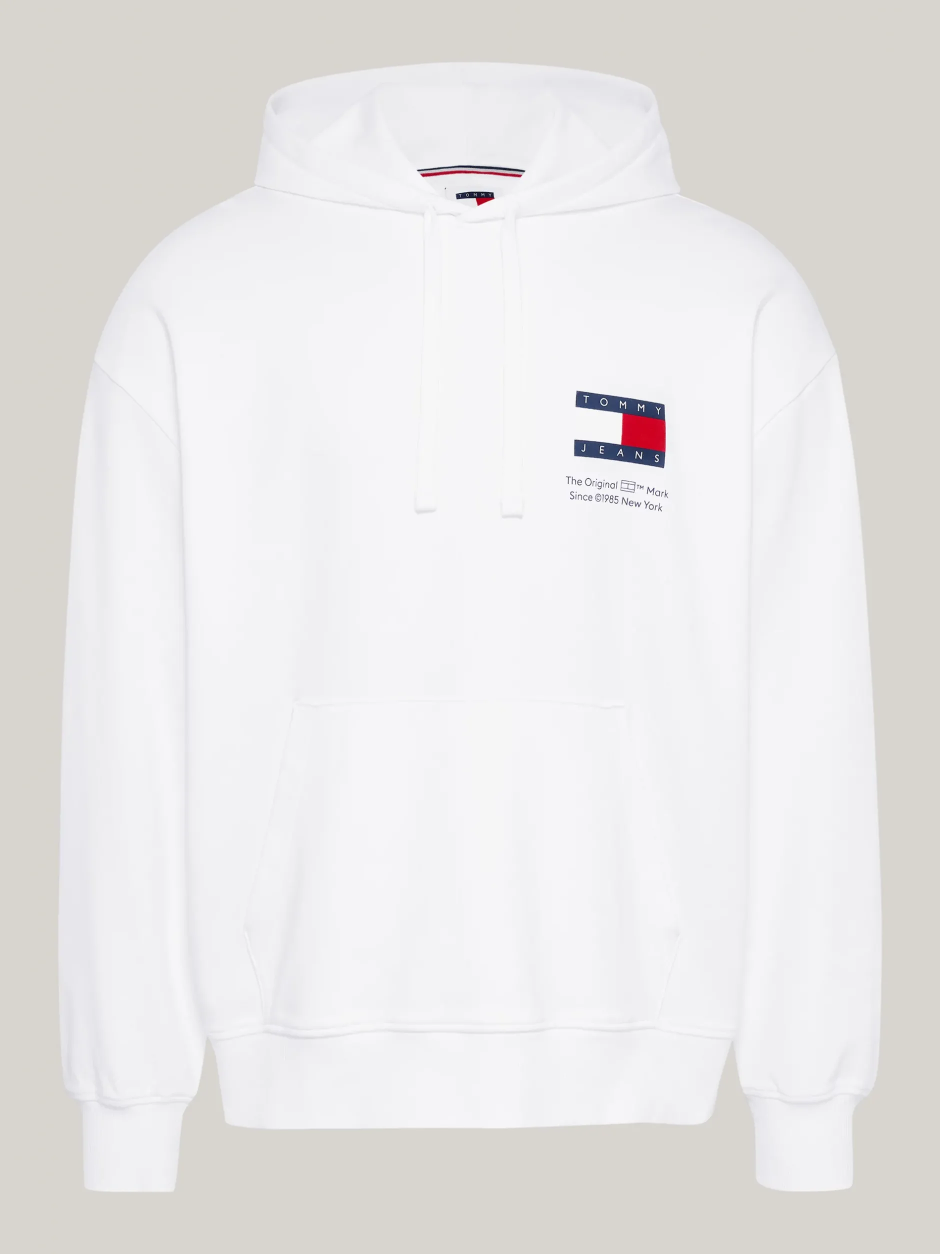 Bluzy Dresowe & Z Kapturem*Tommy Hilfiger Luźna Bluza Z Kapturem Z Grafiką Z Tyłu WHITE