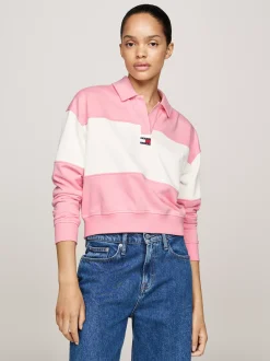Bluzy Dresowe & Z Kapturem*Tommy Hilfiger Luźna Bluza Z Kołnierzykiem BALLET PINK / MULTI