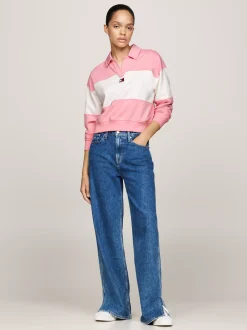 Bluzy Dresowe & Z Kapturem*Tommy Hilfiger Luźna Bluza Z Kołnierzykiem BALLET PINK / MULTI