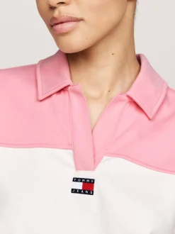 Bluzy Dresowe & Z Kapturem*Tommy Hilfiger Luźna Bluza Z Kołnierzykiem BALLET PINK / MULTI