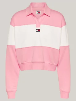 Bluzy Dresowe & Z Kapturem*Tommy Hilfiger Luźna Bluza Z Kołnierzykiem BALLET PINK / MULTI