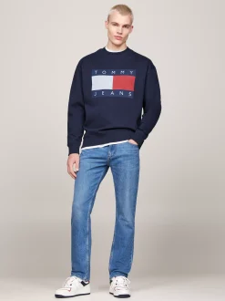 Bluzy Dresowe & Z Kapturem*Tommy Hilfiger Luźna Bluza Z Naszywką Z Flagą Tommy DARK NIGHT NAVY MELANGE