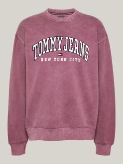 Bluzy Dresowe & Z Kapturem*Tommy Hilfiger Luźna Bluza Z Okrągłym Dekoltem W Stylu Varsity DEEP ROUGE