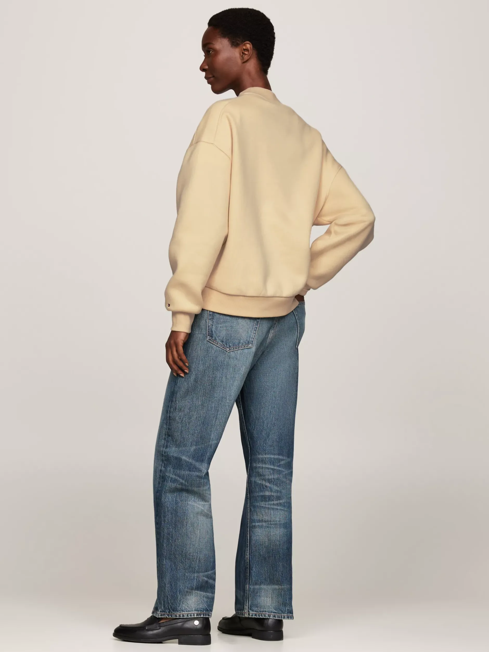 Bluzy Dresowe & Z Kapturem*Tommy Hilfiger Luźna Bluza Z Wyhaftowanym Logo COUNTRY IVORY
