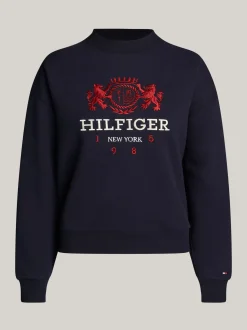 Bluzy Dresowe & Z Kapturem*Tommy Hilfiger Luźna Bluza Z Wyhaftowanym Logo DESERT SKY