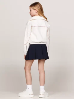 Bluzy Dresowe I Z Kapturem*Tommy Hilfiger Luźna Bluza Z Zamkiem Do Połowy Długości ANCIENT WHITE